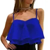 Blouses pour femmes crop top régulier Fit One épaule couleur solide sans manches habillé en polyester double couche sexy