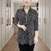 Blouses feminina Mulheres Pullover Tops Botões de decote em V LAPEL MOMA BLUSHA BLUSHA LONGA MANEIA LONGA MANEIRA FLORAL MOM CAMISA DE MUJER