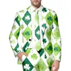 Campioni maschili da uomo St Patricks Day Long Sleeve Giacca con bottoni stampati e tasche multiple per eventi per le vacanze Coat Fashion Silm