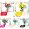 Up Carnation 3D Pop Mothers Rose Thanksgiving gratulationskort Birthday Valentine's Day Wedding Flower Card Th0887