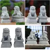Objets décoratifs figurines statue foo shui feng figurine miniature chiens de pierre scpture décoration gardien de prospérité chinoise décor dhmrb