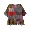 T-shirts pour femmes Vêtements printemps / été 2024 Conception Sleeve Bat Patchwork T-shirt T-shirt surdimensionné K661