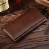 Brieftaschen Ölwachs echte Ledermänner Vintage Long Wallet Taschenkreditkartenhalter Clutch Geldbeutel Mann berühmte Marke Cowide Coin Geldbörse