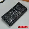 Wallets New Crocodile Leather Wallet Men's Long Business Suit Clip Leisure Handbag Multi Card Leather Bone Leather Clip