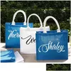 Geschenkwikkeling De blauwe witte jute strandtas aangepaste zomer dagelijkse winkel