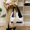 Shoulder Bags Large Capacity Patchwork For Women Fashion Contrasting Colors Package French Art Fan Elegant Female Handbags