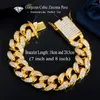 Link Bracelets Pera High Quality Chunky Clear Broken Cubic Zirconia Hip Hop Cuban Gold Color For Women Party Jewelry B128