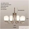 Kronleuchter moderner Nickel Metall LED -Glas Hanging Living Esstisch Zimmer Dekor Schlafzimmer Anhänger Lichter Leuchten Leuchte Leuchten Lampen fallen Dhltz