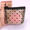 Bolsas de armazenamento Bolsa de malha de malha de nylon em forma de coração Organizador portátil Makeup Mulfuncional Mulheres Bolsa Bolsa Chave Chave