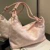 Hobos Women's Pink Clouds Shoulder Bag Winter Delicate Medium Stripe Female Tote Handbag Portable Nylon Cloth Ladies Armpit Hobos Bags