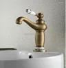 Bathroom Sink Faucets High Quality Antique Bronze Faucet Basin Mixer Deck Mounted Ceramic And Cold Water Tap Vessel ZR124