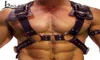 Moda faux skóra Regulowana seksowna mężczyźni na klatce piersiowej wiązka wiązka metalowa punk rockowa niewola impreza pasa bielizny 4793019