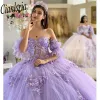 LILAC QUINCEANERA Robes Robe de bal pour filles douces 3D Fleurs vestidos de xv anos perles Robe de fête d'anniversaire