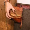 Portfele oryginalne skórzane mężczyźni portfel vintage naturalna krowica męska torebka monety Mała mini -karta uchwyt Hasp Pockect Money Bag with kluczowy uchwyt