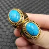 Cluster Rings Exquisite Optimization Natural Jade Ring Turquoise Retro Ornament Iron Wire Raw Ore Jewelry Certificate