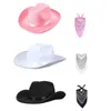 Bérets de cowboy bandana set pour hommes femmes western cowgirl chapeau mode écharpe d'anniversaire de fête d'anniversaire accessoires