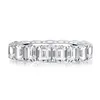 100% Real 925 Sterling Silver Emerald Cut Created Moissanite Diamond Engagement Wedding Rings Women Fine Jewelry Ring Cluster231J