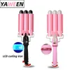 Yaween LCD Curling Iron Professional Ceramic Hair Curler 3バレルアイアンウェーブファッションスタイリングツール240412