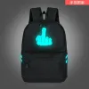 Sac à dos Luminous Finger Finger étudiant scolaire Sac à dos sac à dos pour garçons fille Lock School Bag des hommes noirs Packs 2022 Nouveau arrivée