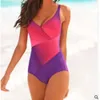 Nieuwe zwempak Bikini regenboog gradiënt dikke vrouw plus size dames jumpsuit bikini