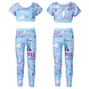 Kledingsets Kids Girls Workout Sport Suits Ballet Dance Outfits Tanks beha Tops Crop Top met Leggings -broek voor podiumprestaties