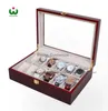 Today039s Deal STOR RABATT I DHGATE Supply 12 Grids Wood Watch Display Smycken Case Box Lagring Holder Läder Glass Top JE2049024