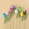 Fleurs décoratives 1 PCE Gradient tricoté artificiel Décoration de mariage Tulip Bouquet tissé Bouquet Hand Birthday Gift Table