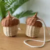 Bolsas de cesta de cogumelos feitos de cogumelos, cestas de vime de vime com tampa de bolsas de ombro fofas de feminina de praia