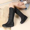 Bottes 2024 Space Coton Tissu imperméable pour l'hiver chaud et semelles épaisses talons plats tpr anti-glissement