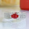 Cluster Rings Springlady Vintage 925 Sterling Silver Created Ruby Gemstone Engagement Ring Fine Jewelry