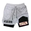 Itadori Yuji 2 in 1 Kompressionshorts für Männer Anime Jujutsu Kaisen Performance Basketball Sports Gym mit Taschen 240412