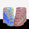 Bags 50pcs Iridescent Ziplock Bag Transparent Laser Thicken Plastic Seal Bags for Jewelry Display Handicrafts Nail Eyelash Packaging