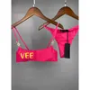 Kvinnor rosa sexiga baddräkter lyxdesigner bikinis ett stycke klassiskt brev baddräkt sommar badkläder sol bad dam kvinnor kläder