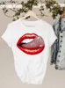 T-shirt feminina Plus Size Graphic T Womens Slve Roupas Ladies Prind Prind Lip Summer Lip Leopard 90s Trend Style Female T-shirts Y240420