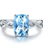 Square aquamarine gemstones zircon diamonds Rings for women blue crystal white gold silver color jewelry bague bijoux gifts8042202