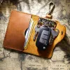 Wallets Handmade Vintage Keychain Wallet Men Key Organizer Cow Leather Car Key Holder Coin Purse Keychain