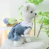 Dog Apparel Clothes Spring Cat Princess Dress Pink Floral Collar Small And Medium-sized Clothing