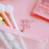 Pencil Printing Wholesale Transparent Blossom Cherry Matte Printed Flower Pen Cases With Sakura Pendant Student Stationery Pens Bags Th0832 dant s