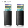 Wallets Carbon Fiber Antitheft Wallet Automatic Slide Card Holder Credit Card Wallet Men Wallets RFID Blocking