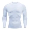 Mężczyźni kulturystyka sportowa koszulka Szybka sucha koszula do biegania długiego rękawu Top Gym T Shirt Men Fitness