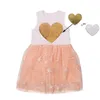 Summer New European and American Children's Dress Girls Love Ceider Knited Dress Dream Hafdery Hafdery kamizelka księżniczka sukienka