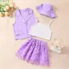 Clothing Sets Kids Girl 4 Piece Outfit Sleeveless Camisole And Butterfly Skirt Button Vest Coat Cute Hat Set For Summer Clothes