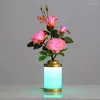 Lampes de table LED Small Night Lampe USB Batterie créative Vase Boute de chambre Champe Amosphère romantique Decoration Rose