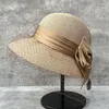 Шляпа Шляпа с краями Hepburn Style Black Make Bow Thin Stry Strail Craid Pot Hat Женская весна летняя корейская версия французского ретро -элегантного