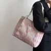 バッグファッションデザイン女性の愛のピンクのショルダーバッグハート刺繍された女性カジュアルトートバッグシンプルな女性の女の子の本旅行ハンドバッグ