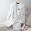 Dwuczęściowe spodnie damskie Zjyt Office Lato Summer Blazer Suits 2 pasujące zestaw kobiet Conjunto para mjeres noszenie spodni setki białego stroju