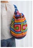 Evening Bags Bohemian Crochet Barrel Shaped Women Shoulder Knitted Granny Square Backpacks Handmade Woven Handbag Casual Travel Bag 2024