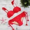 Women's Swimodwear 2024 Brand Beach Red Bandage Bikini Sexy Women Bra Szybźnie dla kobiety Halter Swimsuit 1841