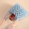 Omuz çantaları mini ruj cüzdan akrilik kristal el yapımı boncuklu küçük kare çanta moda fantezi renkli dokuma crossbody