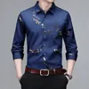 Mens Casual and Fashionable Long Sleeved Printed Shirt Non Ironing Wrinkle Resistant Business Top 240418